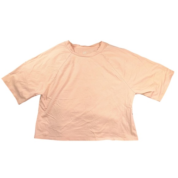 GAP Shirt Womens Small Pink Boxy Short Sleeve Cropped Crewneck Relaxed Fit Modal - Picture 1 of 6